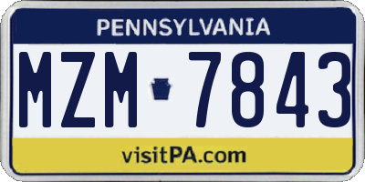 PA license plate MZM7843