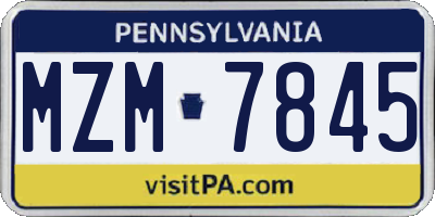 PA license plate MZM7845