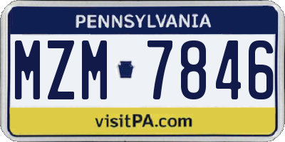 PA license plate MZM7846