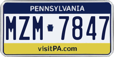 PA license plate MZM7847