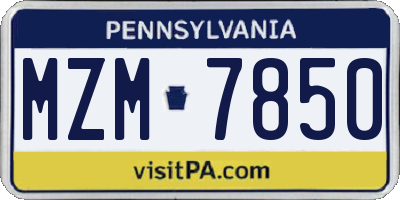 PA license plate MZM7850