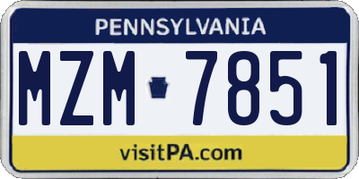 PA license plate MZM7851