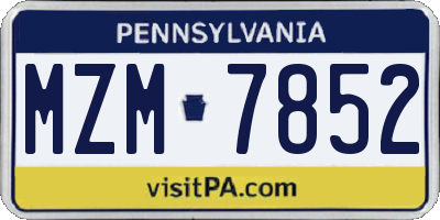 PA license plate MZM7852