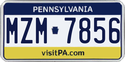 PA license plate MZM7856