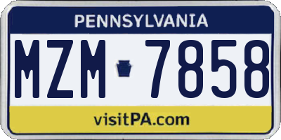 PA license plate MZM7858