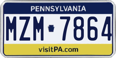 PA license plate MZM7864