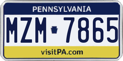 PA license plate MZM7865