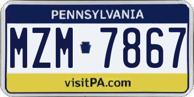 PA license plate MZM7867