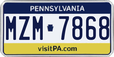 PA license plate MZM7868