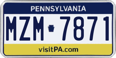 PA license plate MZM7871