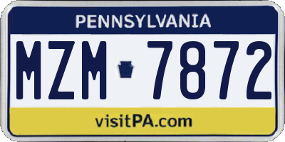 PA license plate MZM7872