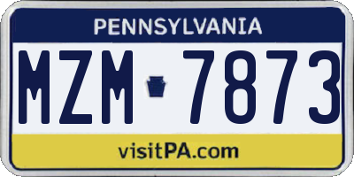 PA license plate MZM7873