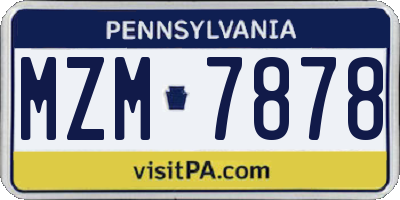 PA license plate MZM7878