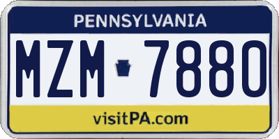 PA license plate MZM7880