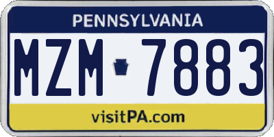 PA license plate MZM7883