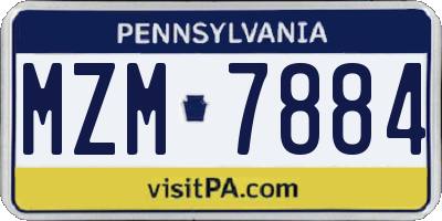 PA license plate MZM7884