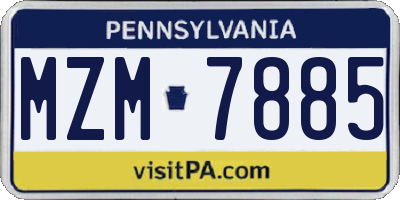 PA license plate MZM7885