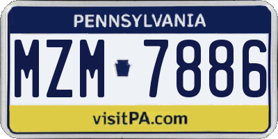 PA license plate MZM7886