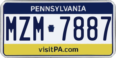 PA license plate MZM7887