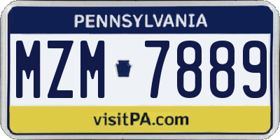 PA license plate MZM7889