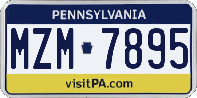 PA license plate MZM7895
