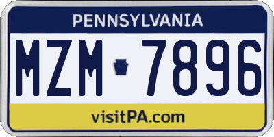 PA license plate MZM7896