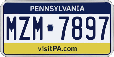 PA license plate MZM7897