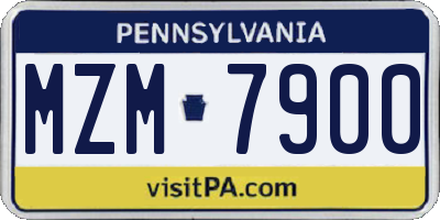 PA license plate MZM7900
