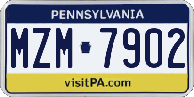 PA license plate MZM7902