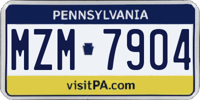 PA license plate MZM7904