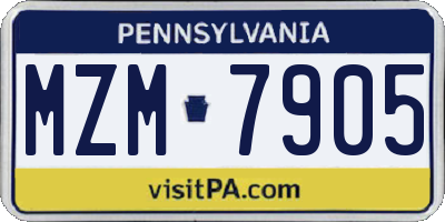 PA license plate MZM7905