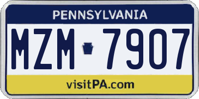 PA license plate MZM7907