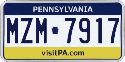 PA license plate MZM7917