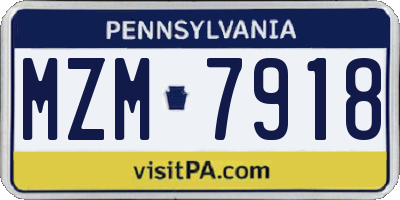 PA license plate MZM7918