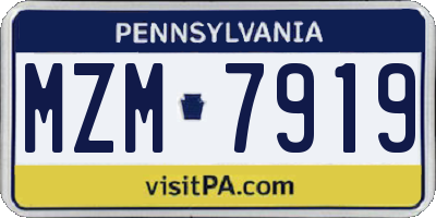 PA license plate MZM7919