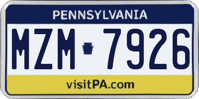 PA license plate MZM7926