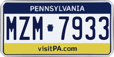 PA license plate MZM7933
