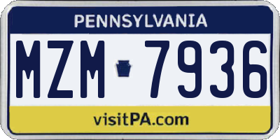 PA license plate MZM7936