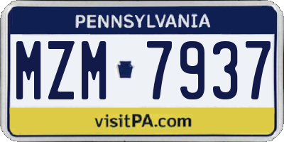 PA license plate MZM7937