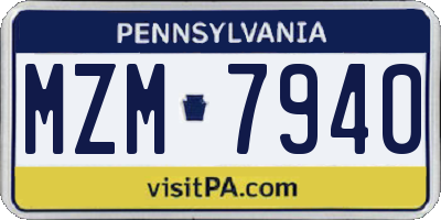PA license plate MZM7940