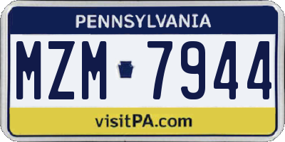PA license plate MZM7944