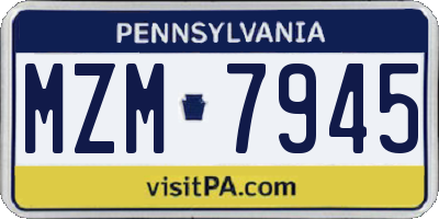 PA license plate MZM7945