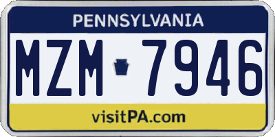 PA license plate MZM7946