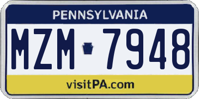 PA license plate MZM7948