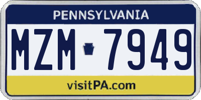 PA license plate MZM7949