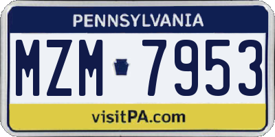 PA license plate MZM7953