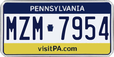 PA license plate MZM7954