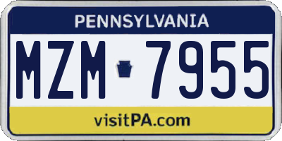 PA license plate MZM7955