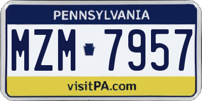 PA license plate MZM7957