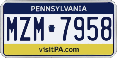 PA license plate MZM7958